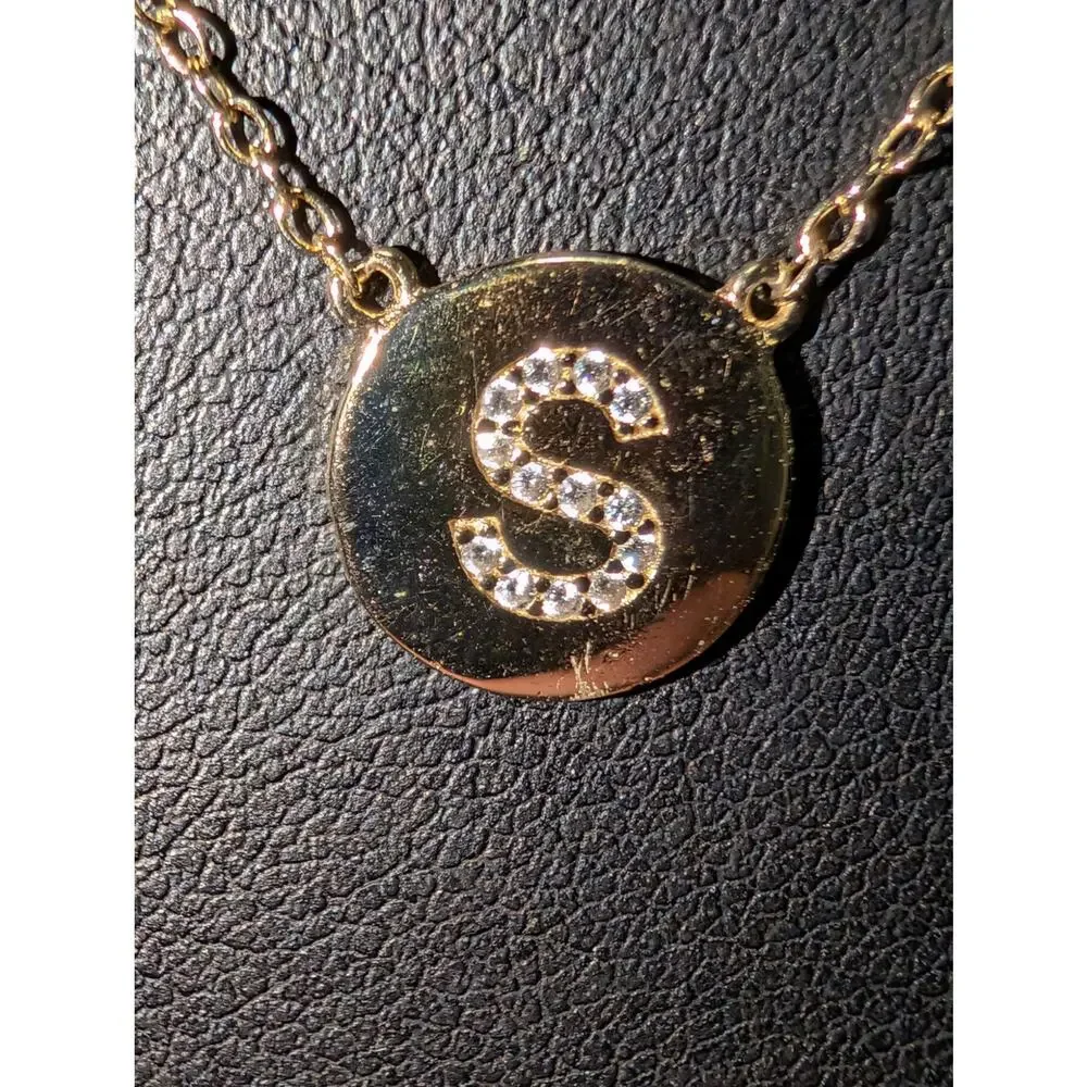 Gold Tone Necklace With CZ Pavéd S Pendant